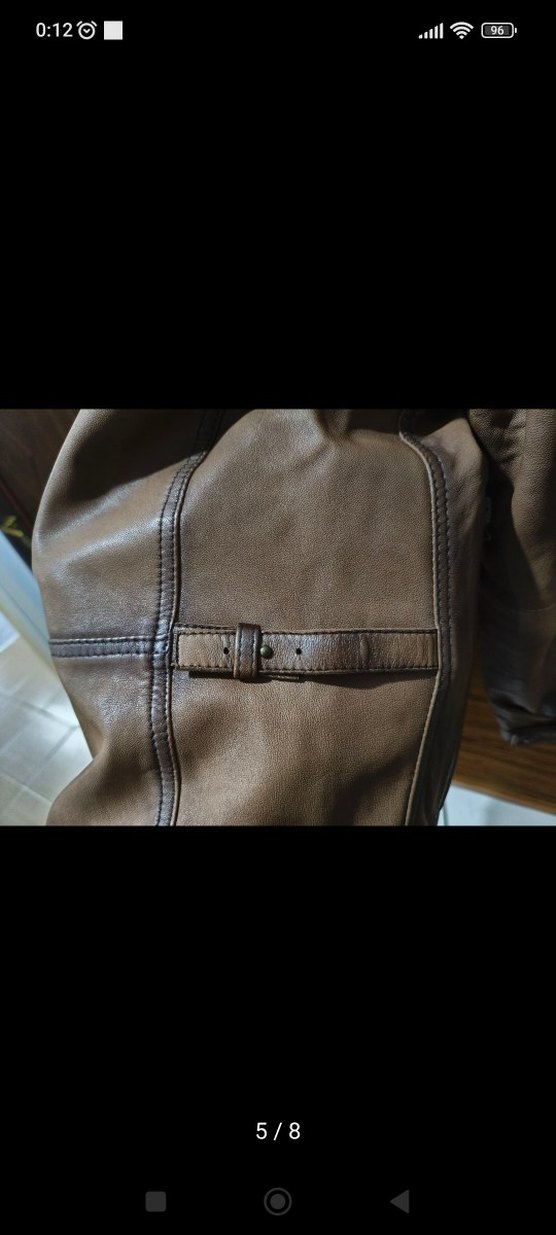 Damat Kahverengi Deri Biker Ceket - Görsel 5