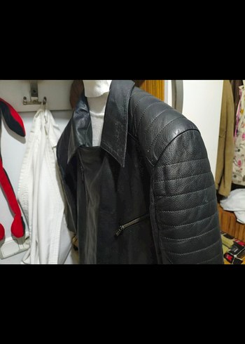 Erkek Deri Biker Ceket Siyah Regular Fit - Görsel 4