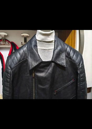 Erkek Deri Biker Ceket Siyah Regular Fit - Görsel 3