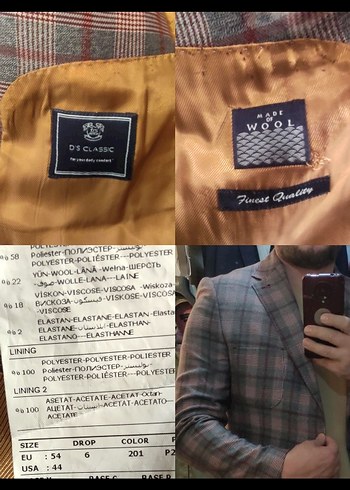 DS DAMAT Kareli Düğmeli Erkek blazer ceket - Görsel 4