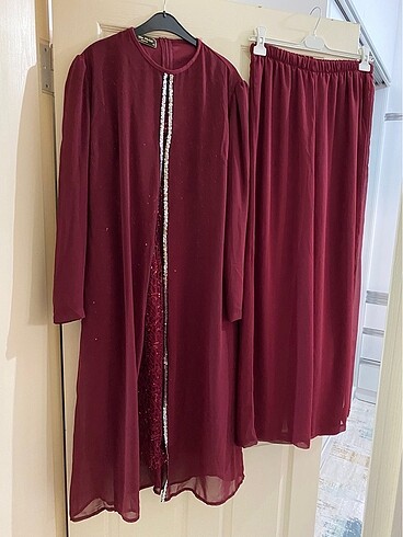 Bordo Abiye Tunik Takım