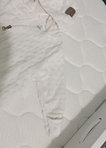 Beyaz Kürklü Kapüşonlu Bebek Tulumu - Görsel 3