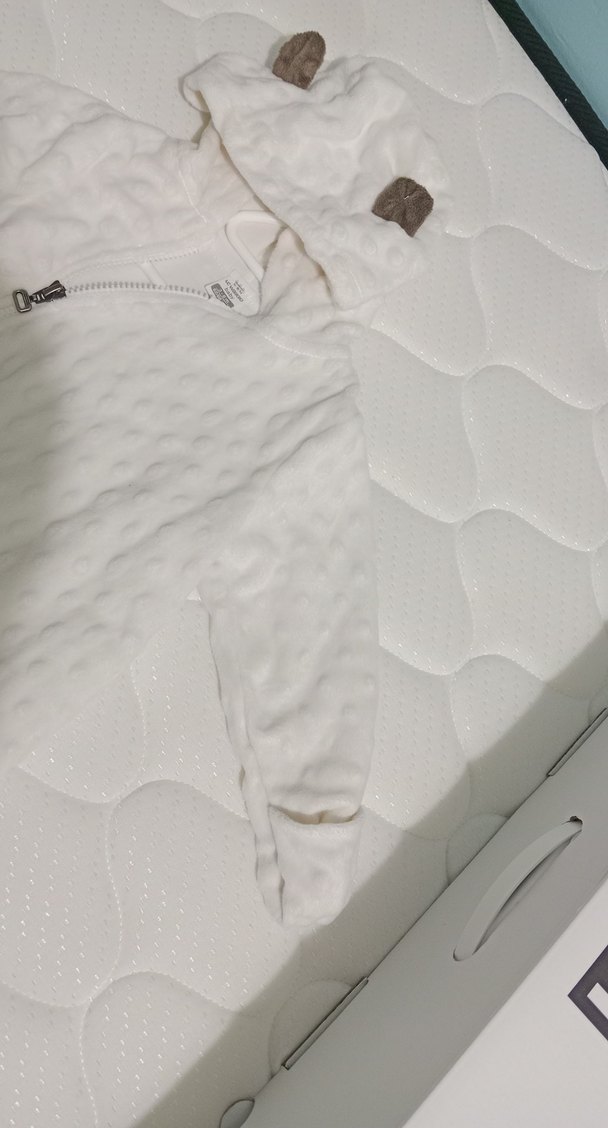 Beyaz Kürklü Kapüşonlu Bebek Tulumu - Görsel 3