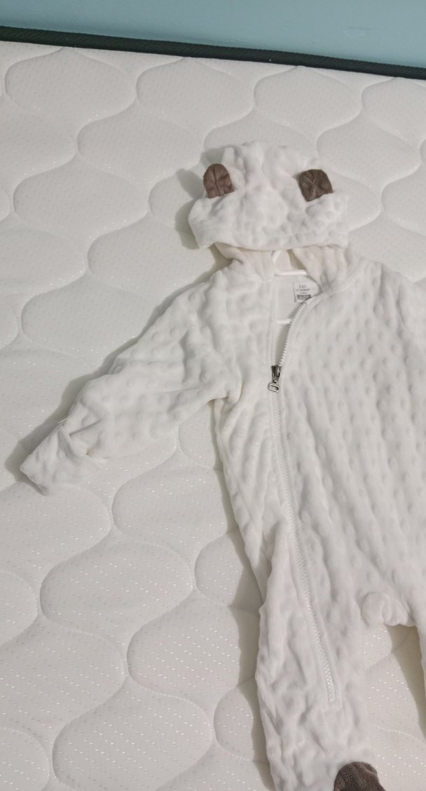 Beyaz Kürklü Kapüşonlu Bebek Tulumu - Görsel 4