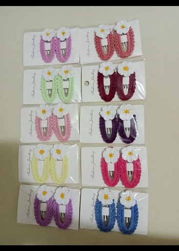 Çiçekli Nakışlı Renkli Lastikli Çocuk Toka Seti - Görsel 2