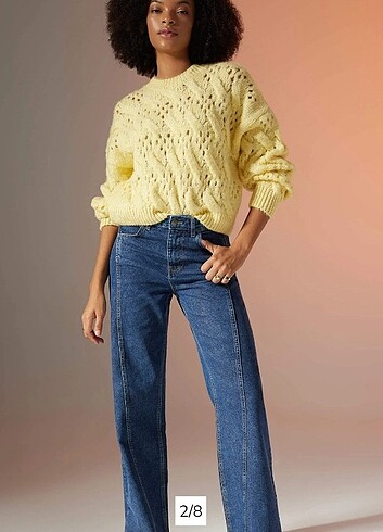 s Beden Oversize Fit Bisiklet Yaka Ajur Kazak