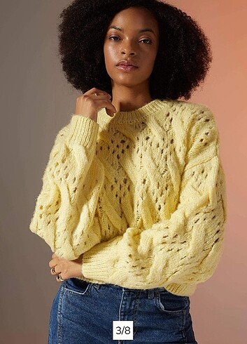 Oversize Fit Bisiklet Yaka Ajur Kazak 