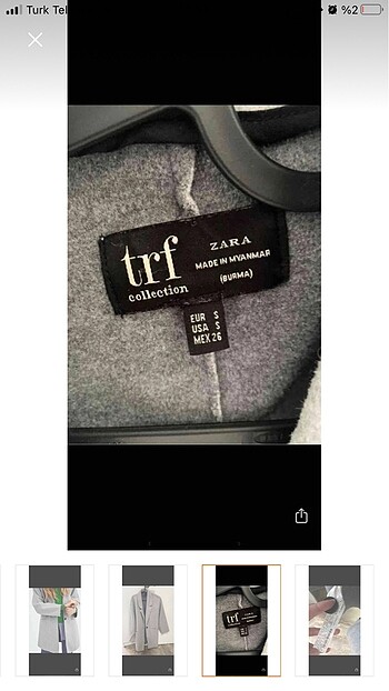 s Beden gri Renk ZARA KABAN