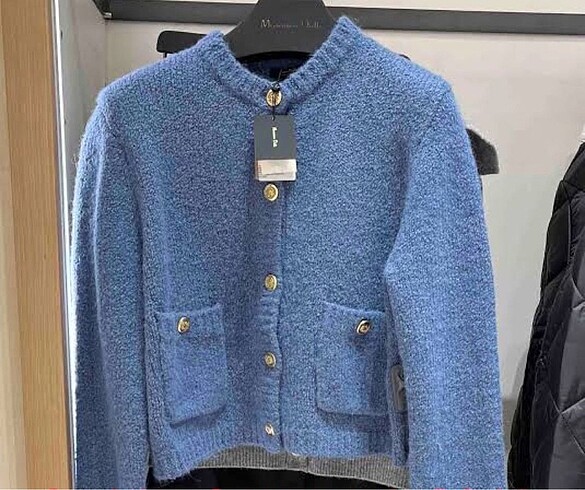 Massimo dutti pamuk-yün bukle hirka ceket
