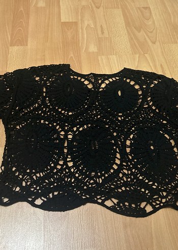 Dantel Detaylı Siyah Bohem Kadın Bluz