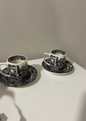 Spode Siyah Beyaz Desenli 2'li Fincan Takımı