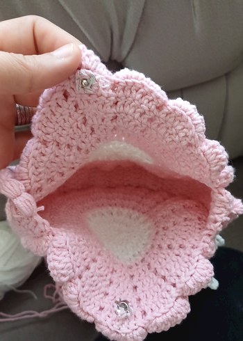 Beden pembe Renk Pembe Çiçek Desenli Bebek Çantası
