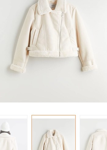 Bershka Beyaz Mini Suni Kürklü Biker Ceket - Görsel 2