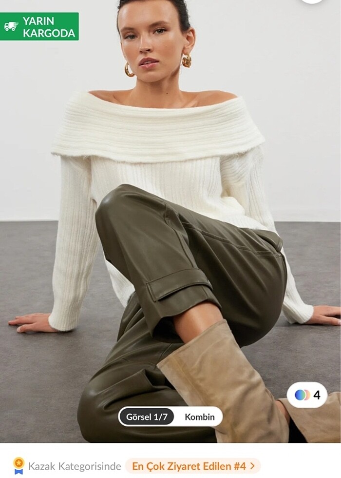 TRENDYOLMILLA KREM OMUZLARI DÜŞÜK KAZAK - Görsel 3