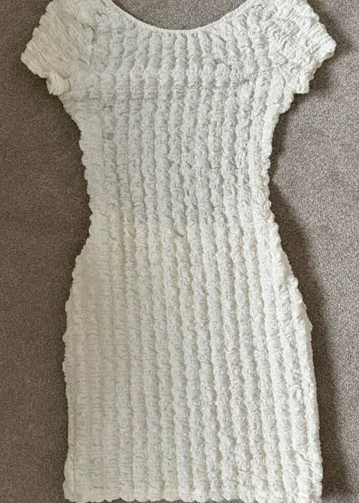 Pull and bear beyaz sırtı açık elbise - Görsel 2