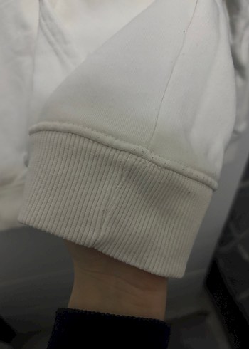 m Beden Beyaz Kapüşonlu Rahat Kesim Sweatshirt