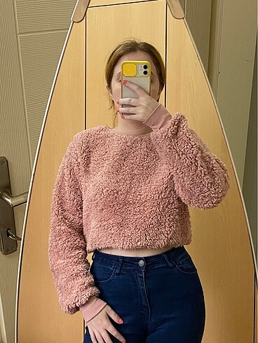 Crop Peluş Kazak
