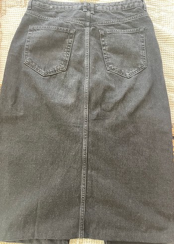 m Beden Mango Gri Midi Denim Kadın Etek