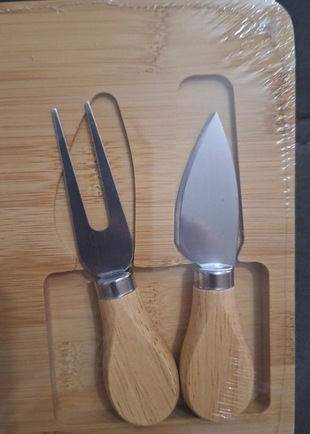 Bambu Peynir Kesme Tahtası ve Çatal Bıçak Seti - Görsel 3