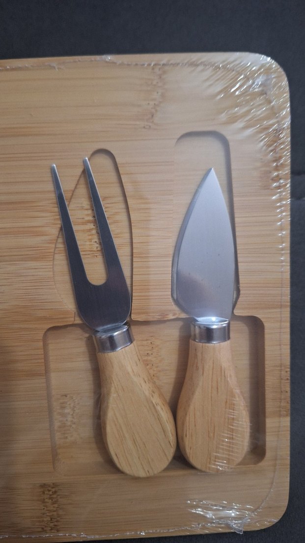 Bambu Peynir Kesme Tahtası ve Çatal Bıçak Seti - Görsel 3