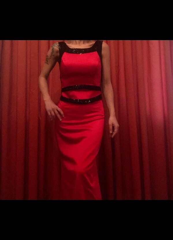 36 s beden kan kırmızı pullu balik abiye - Görsel 3