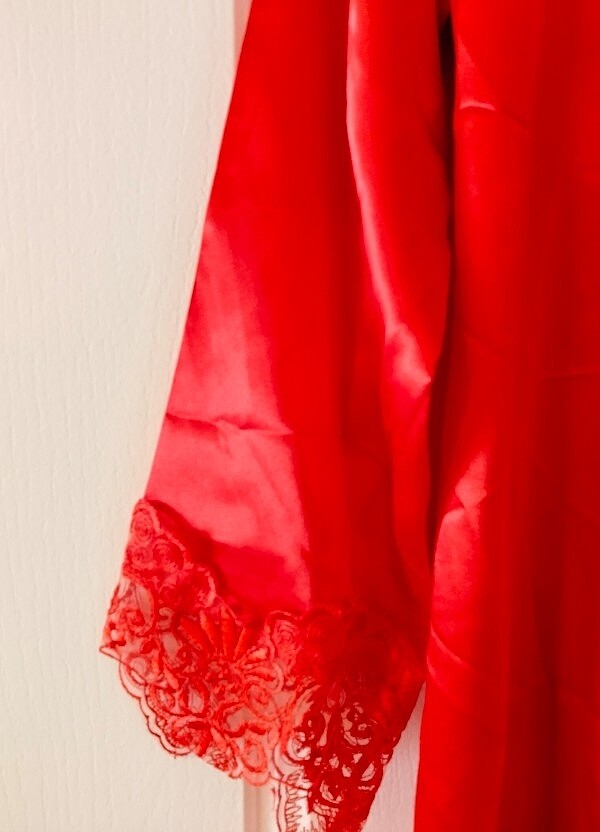 36 beden ateş kırmızı gecelik ve sabahlık - Görsel 4