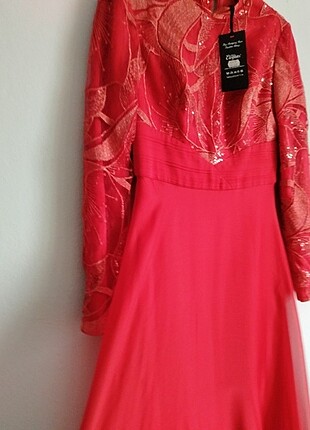 38 beden kırmızı uzun yeni abiye elbise  - Görsel 5