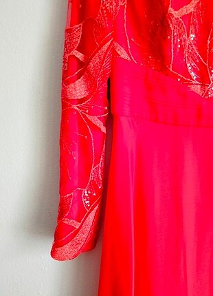 38 beden kırmızı uzun yeni abiye elbise  - Görsel 6