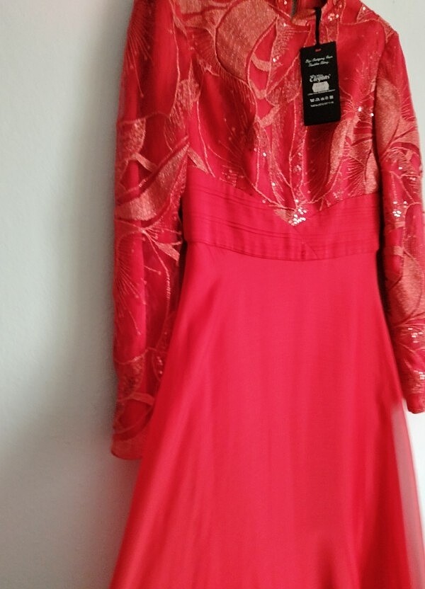 38 beden kırmızı uzun yeni abiye elbise  - Görsel 5