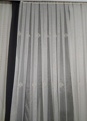 420 eninde krem ekru tül perde 250 boy - Görsel 3