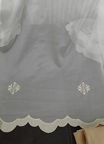 420 eninde krem ekru tül perde 250 boy - Görsel 9