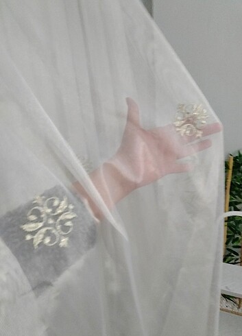420 eninde krem ekru tül perde 250 boy - Görsel 12