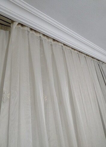 420 eninde krem ekru tül perde 250 boy - Görsel 13