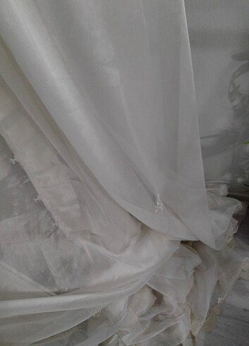 420 eninde krem ekru tül perde 250 boy - Görsel 14