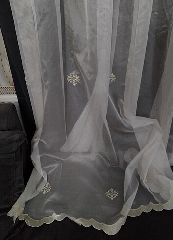 420 eninde krem ekru tül perde 250 boy - Görsel 15