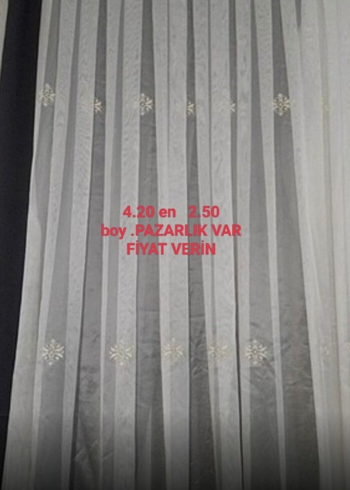 420 eninde krem ekru tül perde 250 boy - Görsel 2