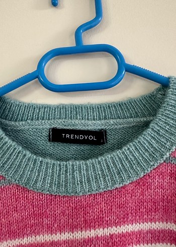 Çok Renkli Örgü Kadın Kazak - Görsel 2