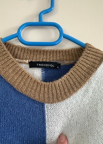 Renk Bloklu Kadın Örgü Kazak - Görsel 2