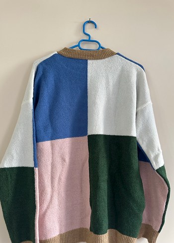 Renk Bloklu Kadın Örgü Kazak - Görsel 3
