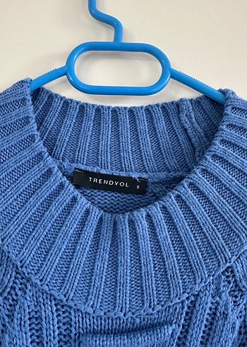 Mavi Örgü Kadın Kazak - Görsel 2