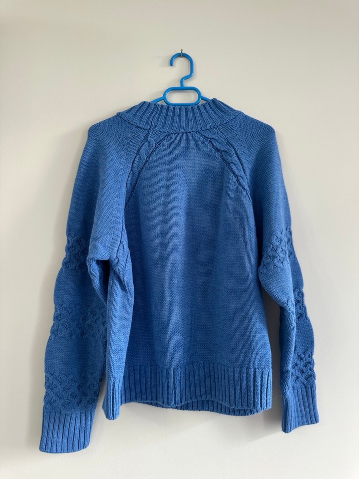 Mavi Örgü Kadın Kazak - Görsel 3