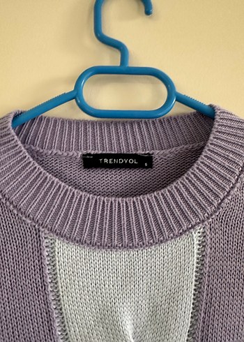 Kadın Mor Gri Triko Salaş Kazak - Görsel 2