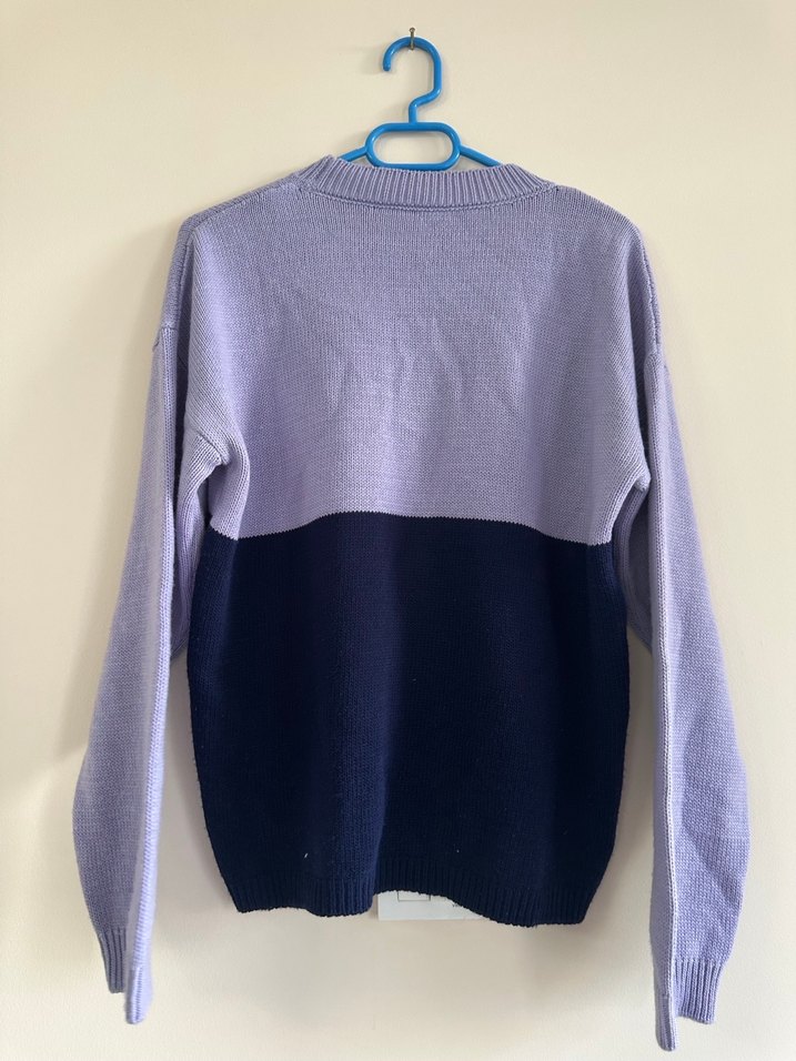 Kadın Mor Gri Triko Salaş Kazak - Görsel 3