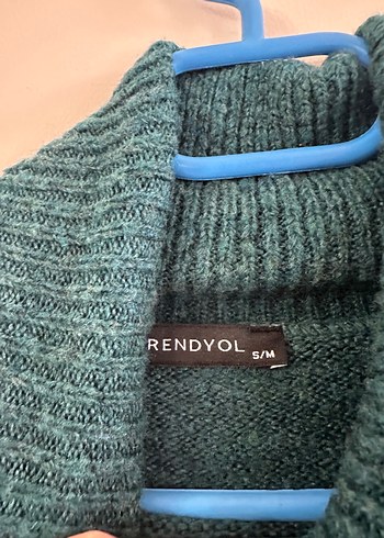 Turkuaz Kadın Boğazlı Örgü Yün Kazak - Görsel 2