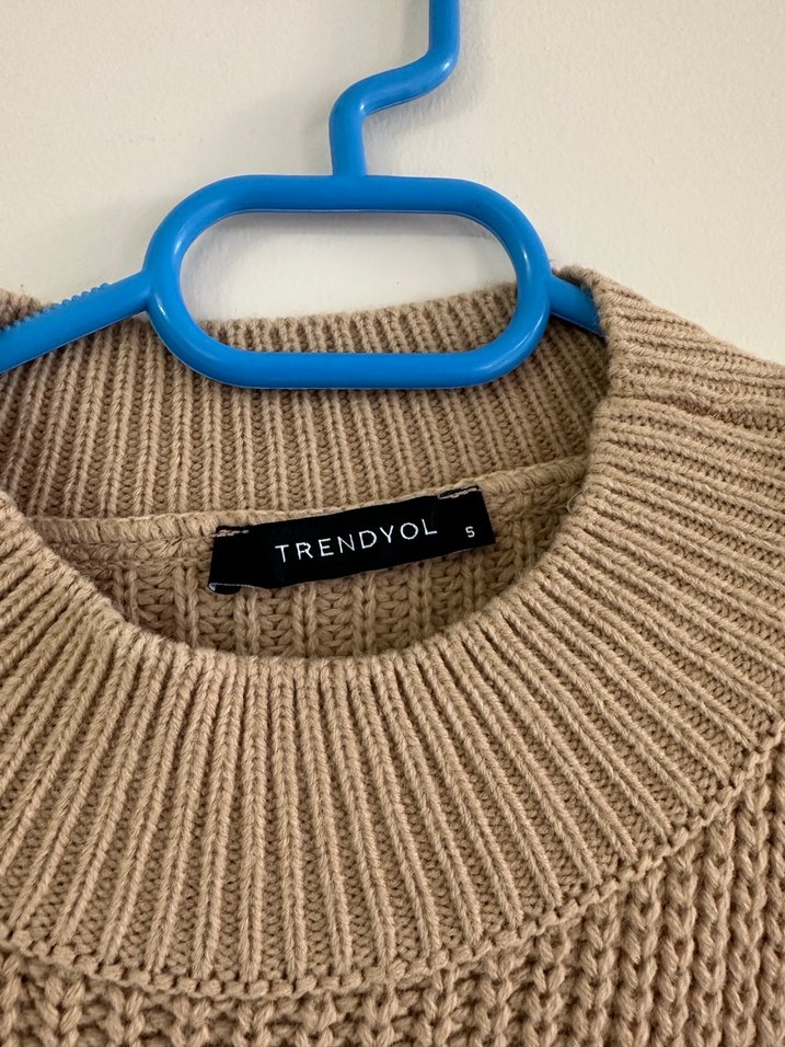 Kadın Mavi Bej Örgü Kazak - Görsel 2