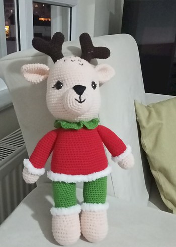 Renkli Örgü amigurumi Oyuncak yılbaşı geyiği - Görsel 3