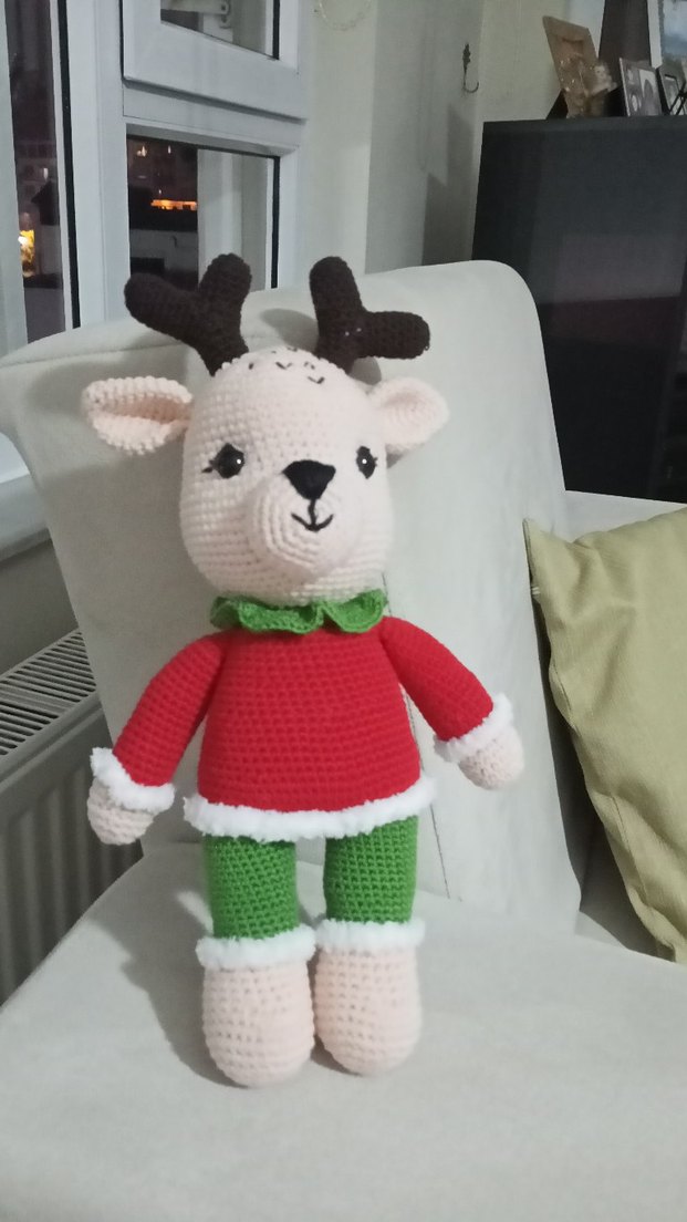 Renkli Örgü amigurumi Oyuncak yılbaşı geyiği - Görsel 3