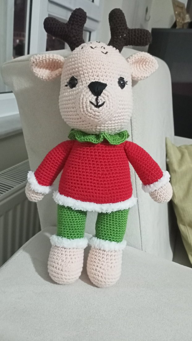 Renkli Örgü amigurumi Oyuncak yılbaşı geyiği - Görsel 2