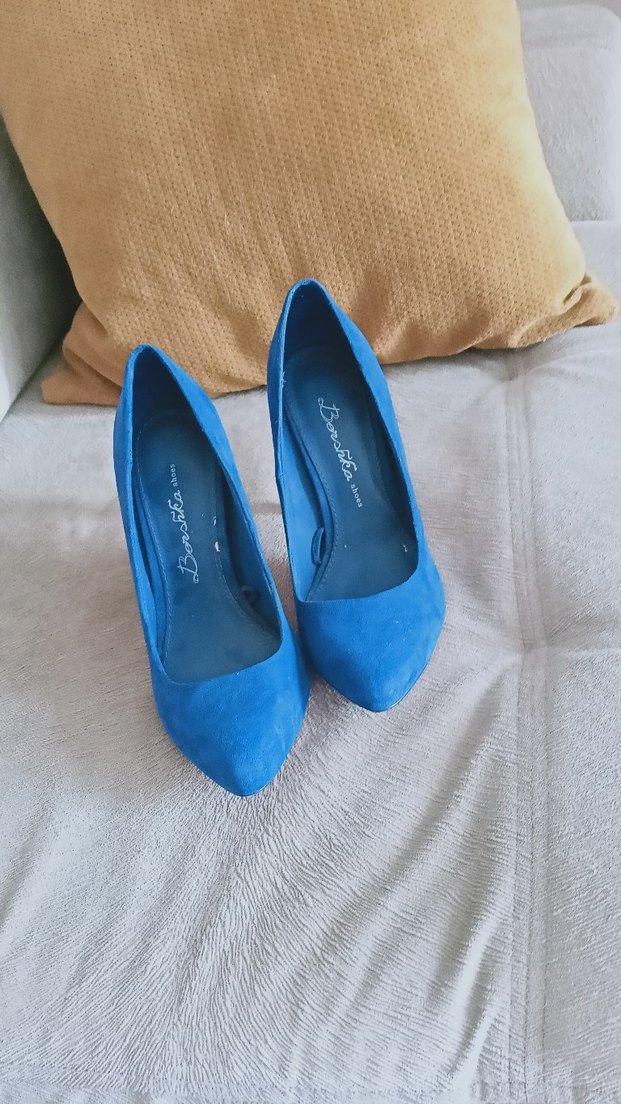 Mavi Süet Tokalı Stiletto Topuklu Kadın Ayakkabı - Görsel 3