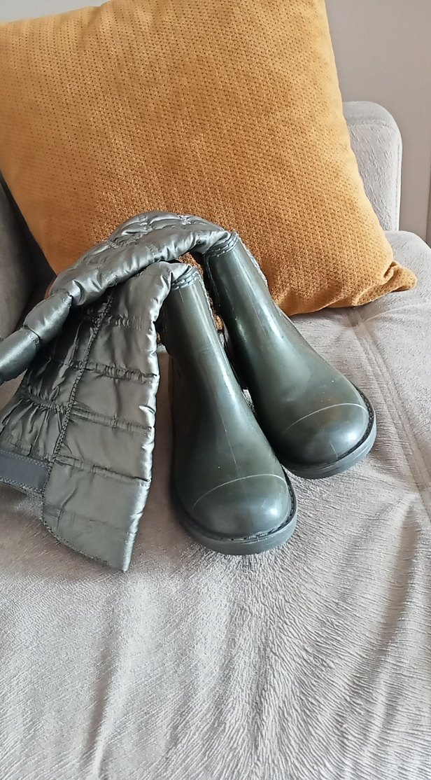 Gri Tokalı Kadın Dizüstü Botu yağmur cizmesi - Görsel 3